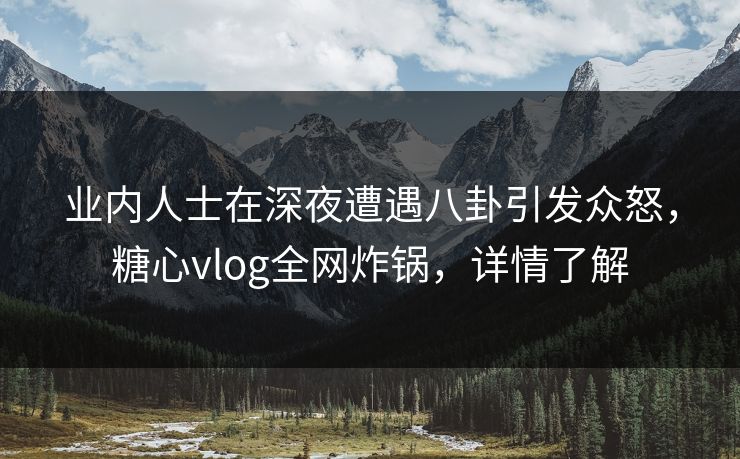 业内人士在深夜遭遇八卦引发众怒，糖心vlog全网炸锅，详情了解